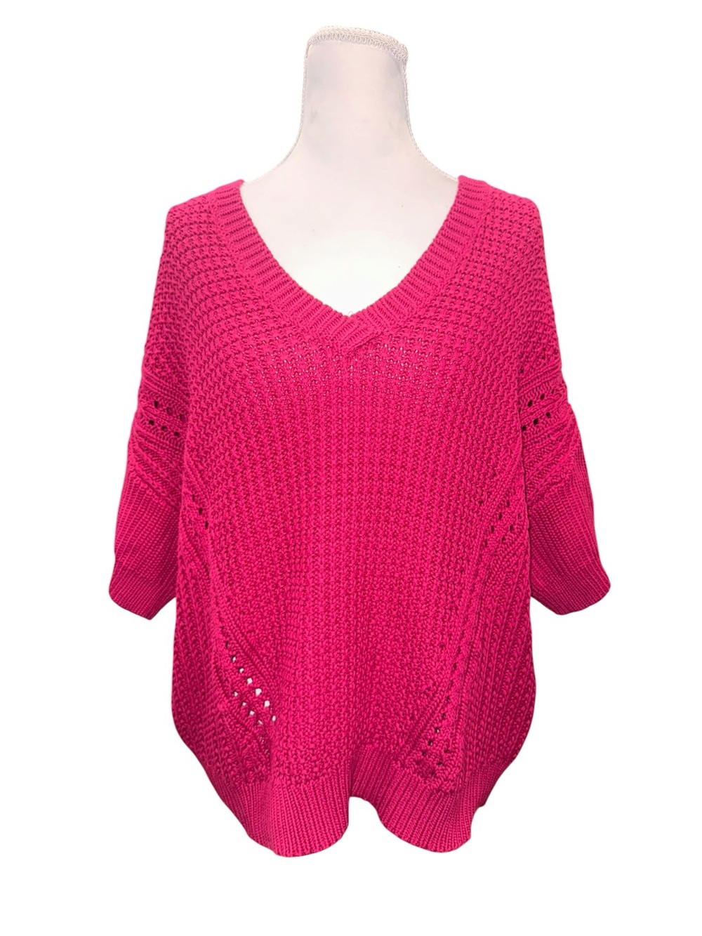 Sundance My Everyday Sweater Sangria Pink Cotton Knit Short Sleeve Large NWT - Picture 3 of 11